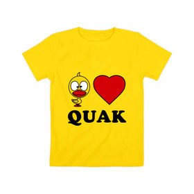 Детская футболка хлопок с принтом Duck like quack (утка любит кря-кря) в Тюмени, 100% хлопок | круглый вырез горловины, полуприлегающий силуэт, длина до линии бедер | duck like quack | подарки | сердечко | утка любит кря кря.
животные | уточка