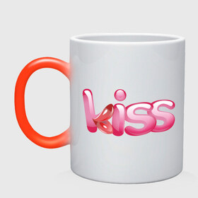 Кружка хамелеон с принтом Страстный поцелуй в Тюмени, керамика | меняет цвет при нагревании, емкость 330 мл | 14 | 14 февраля | kiss | губы | поцелуй | сердца