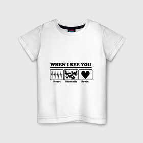 Детская футболка хлопок с принтом Когда я вижу тебя в Тюмени, 100% хлопок | круглый вырез горловины, полуприлегающий силуэт, длина до линии бедер | when i see you | бабочки | когда я вижу тебя | любовь | сердце