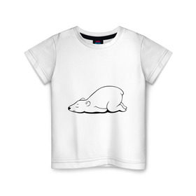 Детская футболка хлопок с принтом Белый медведь спит в Тюмени, 100% хлопок | круглый вырез горловины, полуприлегающий силуэт, длина до линии бедер | белый медведь | белый медведь спит | животное | мишка | мишутка | умка