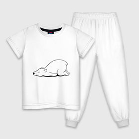 Детская пижама хлопок с принтом Белый медведь спит в Тюмени, 100% хлопок |  брюки и футболка прямого кроя, без карманов, на брюках мягкая резинка на поясе и по низу штанин
 | белый медведь | белый медведь спит | животное | мишка | мишутка | умка
