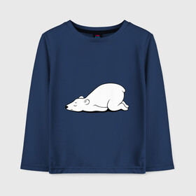 Детский лонгслив хлопок с принтом Белый медведь спит в Тюмени, 100% хлопок | круглый вырез горловины, полуприлегающий силуэт, длина до линии бедер | белый медведь | белый медведь спит | животное | мишка | мишутка | умка