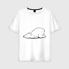 Женская футболка хлопок Oversize с принтом Белый медведь спит в Тюмени, 100% хлопок | свободный крой, круглый ворот, спущенный рукав, длина до линии бедер
 | белый медведь | белый медведь спит | животное | мишка | мишутка | умка