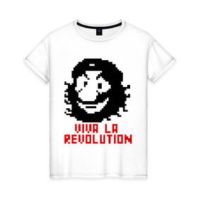 Женская футболка хлопок с принтом Viva la revolution в Тюмени, 100% хлопок | прямой крой, круглый вырез горловины, длина до линии бедер, слегка спущенное плечо | че гевара
