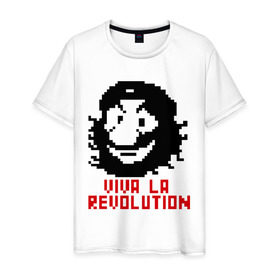 Мужская футболка хлопок с принтом Viva la revolution в Тюмени, 100% хлопок | прямой крой, круглый вырез горловины, длина до линии бедер, слегка спущенное плечо. | че гевара