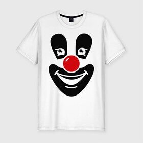 Мужская футболка премиум с принтом Веселый клоун в Тюмени, 92% хлопок, 8% лайкра | приталенный силуэт, круглый вырез ворота, длина до линии бедра, короткий рукав | Тематика изображения на принте: веселый клоун | клоун | маска | позитив и смайлы | прикольные картинки | цирк