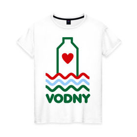 Женская футболка хлопок с принтом Vodny в Тюмени, 100% хлопок | прямой крой, круглый вырез горловины, длина до линии бедер, слегка спущенное плечо | vodny | водный | музыка | музыка для души | регги