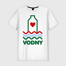 Мужская футболка премиум с принтом Vodny в Тюмени, 92% хлопок, 8% лайкра | приталенный силуэт, круглый вырез ворота, длина до линии бедра, короткий рукав | vodny | водный | музыка | музыка для души | регги