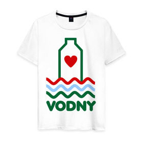 Мужская футболка хлопок с принтом Vodny в Тюмени, 100% хлопок | прямой крой, круглый вырез горловины, длина до линии бедер, слегка спущенное плечо. | vodny | водный | музыка | музыка для души | регги