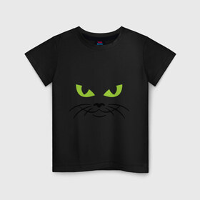 Детская футболка хлопок с принтом Кошачьи глазки в Тюмени, 100% хлопок | круглый вырез горловины, полуприлегающий силуэт, длина до линии бедер | Тематика изображения на принте: глазки | киса | кошачьи глазки | кошки | мурка | усы