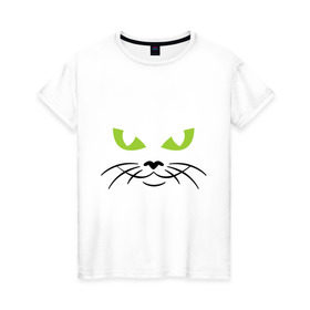 Женская футболка хлопок с принтом Кошачьи глазки в Тюмени, 100% хлопок | прямой крой, круглый вырез горловины, длина до линии бедер, слегка спущенное плечо | глазки | киса | кошачьи глазки | кошки | мурка | усы