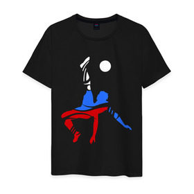 Мужская футболка хлопок с принтом Футболист (Российский триколор) в Тюмени, 100% хлопок | прямой крой, круглый вырез горловины, длина до линии бедер, слегка спущенное плечо. | 