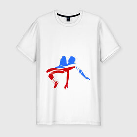 Мужская футболка премиум с принтом Футболист (Российский триколор) в Тюмени, 92% хлопок, 8% лайкра | приталенный силуэт, круглый вырез ворота, длина до линии бедра, короткий рукав | 