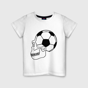 Детская футболка хлопок с принтом Футбольная голова в Тюмени, 100% хлопок | круглый вырез горловины, полуприлегающий силуэт, длина до линии бедер | football | кости | мяч | спорт | футбол | футболерывкашники | футбольная голова | череп