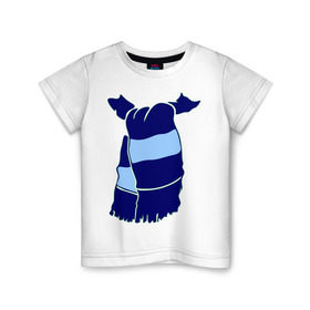 Детская футболка хлопок с принтом Зенит шарф в Тюмени, 100% хлопок | круглый вырез горловины, полуприлегающий силуэт, длина до линии бедер | football | болельщик | мяч | спорт | футбол | футболерывкашники | шарф | шарф болельщика