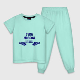 Детская пижама хлопок с принтом CSKA Moscow в Тюмени, 100% хлопок |  брюки и футболка прямого кроя, без карманов, на брюках мягкая резинка на поясе и по низу штанин
 | цска
