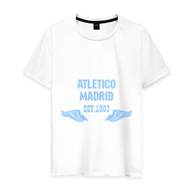 Мужская футболка хлопок с принтом Atletico Madrid (Атлетико Мадрид) в Тюмени, 100% хлопок | прямой крой, круглый вырез горловины, длина до линии бедер, слегка спущенное плечо. | atletico madrid | атлетико мадрид | спорт | футбол