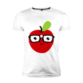 Мужская футболка премиум с принтом Geek Apple (он) в Тюмени, 92% хлопок, 8% лайкра | приталенный силуэт, круглый вырез ворота, длина до линии бедра, короткий рукав | Тематика изображения на принте: 
