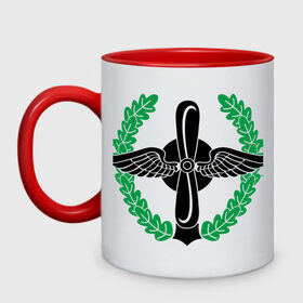 Кружка двухцветная с принтом Символ военно-воздушных сил в Тюмени, керамика | объем — 330 мл, диаметр — 80 мм. Цветная ручка и кайма сверху, в некоторых цветах — вся внутренняя часть | крылья