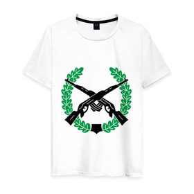 Мужская футболка хлопок с принтом Символ мотострелковых войск в Тюмени, 100% хлопок | прямой крой, круглый вырез горловины, длина до линии бедер, слегка спущенное плечо. | мотострелковые войска