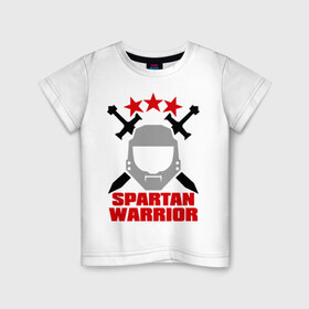 Детская футболка хлопок с принтом Spartan warrior в Тюмени, 100% хлопок | круглый вырез горловины, полуприлегающий силуэт, длина до линии бедер | 