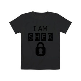 Детская футболка хлопок с принтом I am sher locked в Тюмени, 100% хлопок | круглый вырез горловины, полуприлегающий силуэт, длина до линии бедер | i am sher locked | кино | мультфильмы и тв 
ищейка | сыщик | шерлок холмс