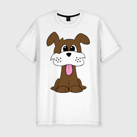 Мужская футболка премиум с принтом Милая собачка в Тюмени, 92% хлопок, 8% лайкра | приталенный силуэт, круглый вырез ворота, длина до линии бедра, короткий рукав | 