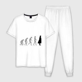Мужская пижама хлопок с принтом Sherlock evolution в Тюмени, 100% хлопок | брюки и футболка прямого кроя, без карманов, на брюках мягкая резинка на поясе и по низу штанин
 | sherlock evolution | кино | мультфильмы и тв 
 шерлок холмс | сыщик | холмс