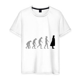 Мужская футболка хлопок с принтом Sherlock evolution в Тюмени, 100% хлопок | прямой крой, круглый вырез горловины, длина до линии бедер, слегка спущенное плечо. | Тематика изображения на принте: sherlock evolution | кино | мультфильмы и тв 
 шерлок холмс | сыщик | холмс