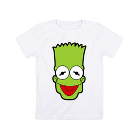 Детская футболка хлопок с принтом Барт-Кермит в Тюмени, 100% хлопок | круглый вырез горловины, полуприлегающий силуэт, длина до линии бедер | барт | барт кермит | кино | лягушка | мультфильмы и тв | симпсоны