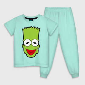 Детская пижама хлопок с принтом Барт-Кермит в Тюмени, 100% хлопок |  брюки и футболка прямого кроя, без карманов, на брюках мягкая резинка на поясе и по низу штанин
 | барт | барт кермит | кино | лягушка | мультфильмы и тв | симпсоны