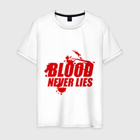 Мужская футболка хлопок с принтом Кровь никогда не врет в Тюмени, 100% хлопок | прямой крой, круглый вырез горловины, длина до линии бедер, слегка спущенное плечо. | dexter | кровь никогда не вретэ | сериалы