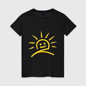 Женская футболка хлопок с принтом Солнечное настроение в Тюмени, 100% хлопок | прямой крой, круглый вырез горловины, длина до линии бедер, слегка спущенное плечо | 