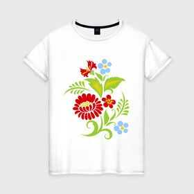 Женская футболка хлопок с принтом Великолепие из полевых цветов в Тюмени, 100% хлопок | прямой крой, круглый вырез горловины, длина до линии бедер, слегка спущенное плечо | Тематика изображения на принте: 