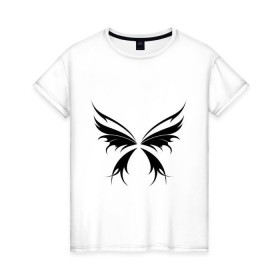 Женская футболка хлопок с принтом Крылья бабочки в Тюмени, 100% хлопок | прямой крой, круглый вырез горловины, длина до линии бедер, слегка спущенное плечо | 
