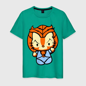 Мужская футболка хлопок с принтом Kitty тигра в Тюмени, 100% хлопок | прямой крой, круглый вырез горловины, длина до линии бедер, слегка спущенное плечо. | 