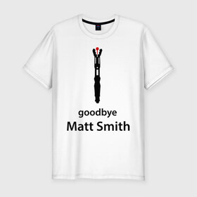 Мужская футболка премиум с принтом Goodbye, Doctor Who в Тюмени, 92% хлопок, 8% лайкра | приталенный силуэт, круглый вырез ворота, длина до линии бедра, короткий рукав | Тематика изображения на принте: 