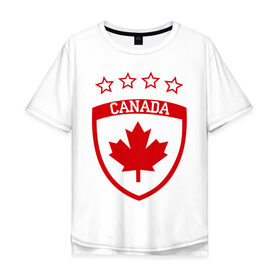 Мужская футболка хлопок Oversize с принтом Канада в Тюмени, 100% хлопок | свободный крой, круглый ворот, “спинка” длиннее передней части | канада | спорт | хоккеист | хоккей | шайба