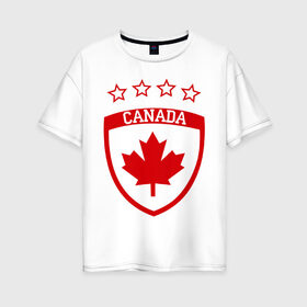 Женская футболка хлопок Oversize с принтом Канада в Тюмени, 100% хлопок | свободный крой, круглый ворот, спущенный рукав, длина до линии бедер
 | канада | спорт | хоккеист | хоккей | шайба