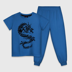 Детская пижама хлопок с принтом Дракон орнамент в Тюмени, 100% хлопок |  брюки и футболка прямого кроя, без карманов, на брюках мягкая резинка на поясе и по низу штанин
 | дракон | дракон орнамент | прикольные картинки 
большой дракон | трайблы и узоры