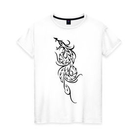 Женская футболка хлопок с принтом Огненный дракон в Тюмени, 100% хлопок | прямой крой, круглый вырез горловины, длина до линии бедер, слегка спущенное плечо | дракон | зубы | огненный дракон | прикольные картинки | трайблы и узоры
