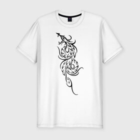 Мужская футболка премиум с принтом Огненный дракон в Тюмени, 92% хлопок, 8% лайкра | приталенный силуэт, круглый вырез ворота, длина до линии бедра, короткий рукав | дракон | зубы | огненный дракон | прикольные картинки | трайблы и узоры