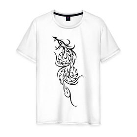 Мужская футболка хлопок с принтом Огненный дракон в Тюмени, 100% хлопок | прямой крой, круглый вырез горловины, длина до линии бедер, слегка спущенное плечо. | дракон | зубы | огненный дракон | прикольные картинки | трайблы и узоры