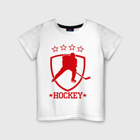 Детская футболка хлопок с принтом Хоккей (Hockey) в Тюмени, 100% хлопок | круглый вырез горловины, полуприлегающий силуэт, длина до линии бедер | hockey | спорт | хоккей | шайба