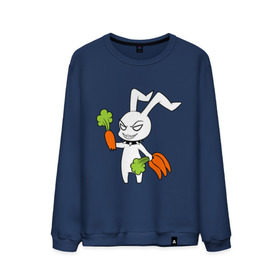 Мужской свитшот хлопок с принтом Злой зайчик в Тюмени, 100% хлопок |  | животные | зайка | злой зайчик | кролик | морковка | прикольные картинки
