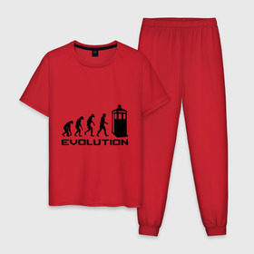 Мужская пижама хлопок с принтом Tardis evolution в Тюмени, 100% хлопок | брюки и футболка прямого кроя, без карманов, на брюках мягкая резинка на поясе и по низу штанин
 | 