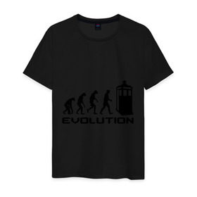 Мужская футболка хлопок с принтом Tardis evolution в Тюмени, 100% хлопок | прямой крой, круглый вырез горловины, длина до линии бедер, слегка спущенное плечо. | 