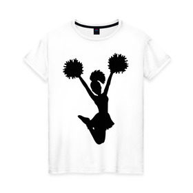 Женская футболка хлопок с принтом Черлидерша в Тюмени, 100% хлопок | прямой крой, круглый вырез горловины, длина до линии бедер, слегка спущенное плечо | болельщица | разное спортивное | спорт | черлидерша