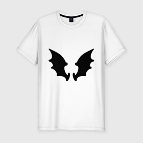 Мужская футболка премиум с принтом Летучая мышь (крылья) в Тюмени, 92% хлопок, 8% лайкра | приталенный силуэт, круглый вырез ворота, длина до линии бедра, короткий рукав | Тематика изображения на принте: крылья