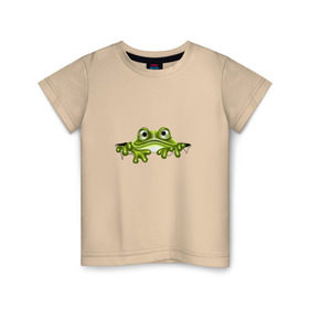 Детская футболка хлопок с принтом Жаба в Тюмени, 100% хлопок | круглый вырез горловины, полуприлегающий силуэт, длина до линии бедер | жаба | лягушка | няшка | позитив и смайлы | прикольные картинки